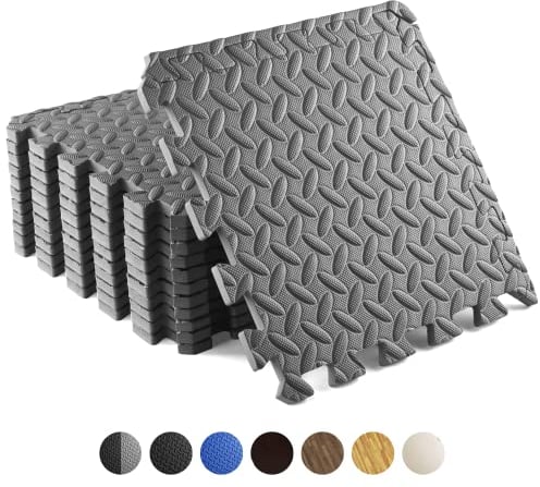 Yes4All 8YCR Tapis emboîtable, Solide, F. 12 m² (12 Carreaux), Gris, 30,5 x 30,5 cm