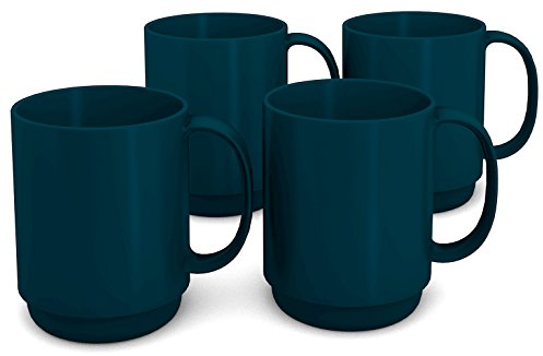 Ornamin Becher 300 ml petrol, 4er Set (Modell 510)| hochwertiger Kaffeebecher aus Kunststoff