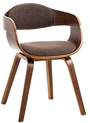 CLP Esszimmerstuhl ergonomisch Kingston,Lehnstuhl mit umlaufender Rückenlehne, Holzgestell belastbar bis 150 kg, Farbe:walnuss/braun