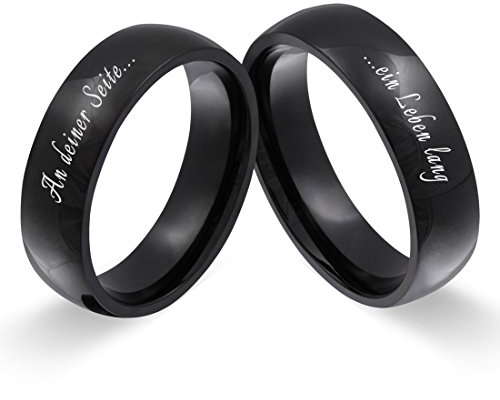 Juwelier Schönschmied Trauringe Partnerringe Eheringe - inkl. WUNSCHGRAVUR - Edelstahl 50-62 148HHac - mit AMAZON KONFIGURATOR direkt online gestalten !