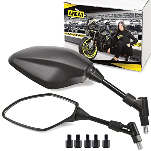 Area1 Motorradspiegel Motorrad Rückspiegel Set (rechts+links) e-geprüft 2xM10 Rechtsgewinde. Kompatibel mit Mondial MT