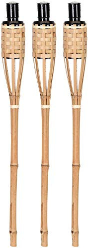 Rivanto® 3er Fackel Set Bambus, Ø 6,1 cm, Höhe 63 cm, tolle Gartendekoration aus Bambusholz, Gartenfackeln, Beleuchtung