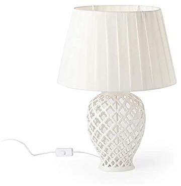 Hervit Lampada Potiche Ovale in Porcellana Traforata 38Cm(H)
