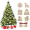 TANCUDER 60PCS Décoration en Bois pour Sapin de Noël - 6 Styles Suspension Arbre de Noël Ornements Étiquette avec 2 Cordes Pendentifs - Suspension pour Sapin