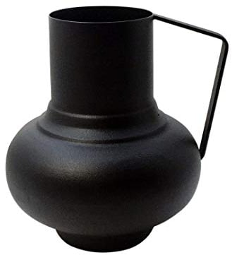 LaLe Living Vaso Vase in Black with Textured Iron Surface, Jug Shape 16 x 18 cm as Decorative Table Decoration or Flower Vase in Living Room, Office and Kitchen