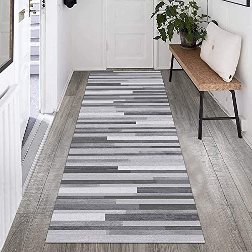 YJRBZ Läufer Teppich Flur rutschfest Teppichläufer für Flur, 1m 1.5m 2m 2.5m 3m 3.5m 4m 4.5m 5m 6m Extra langes Haushalt Hotel Corridor Hall Runner Teppich - Graue Streifen (Size : 70x300cm)