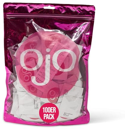 OjO Kondome 100 Stück Packung, Standard, natürlich und gefühlsecht, aus Latex, mit Reservoir, Durchmesser 53 mm, für Männer