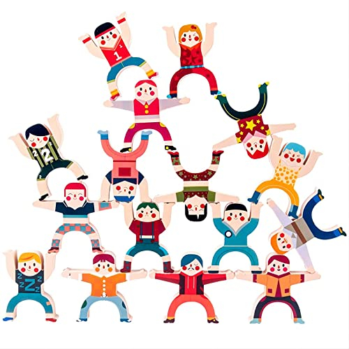 Sipobuy Juegos De Equilibrio De Apilamiento De Bloques De Madera, Juguetes Educativos para Niños Pequeños En Edad Preescolar para 3 4 5 6 Años Niños Niñas (16 Piezas de Hercules)