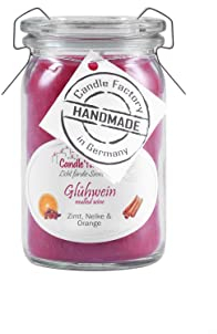 Candle Factory Baby Jumbo Duftkerze aus pflanzlichem Stearin im hitzebeständigen Glas der Marke Weck®, bis zu 24h Brennzeit, Duft: Glühwein