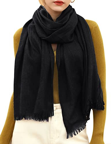 Tuopuda Damen Schal Stola Festlich Elegante Scarves Muslim Kopftuch Halstuch Hijab Umschlagstuch für Abendkleid Braut Hochzeit Sonnenschutz Frühling Sommer Herbst Winter Geschenk 195 x 95CM, Schwarz