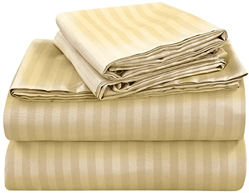 Royale LINENS 4-teiliges Bettwäsche-Set – weich gebürstete 1800 Mikrofaser-Bettwäsche – 1 Spannbetttuch, 1 Bettlaken, 2 Kissenbezüge, knitterfrei und lichtbeständig, Hotel-Luxus-Bettwäsche (gestreift