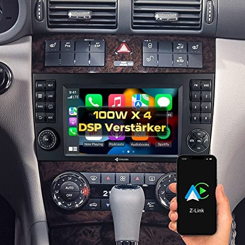 DYNAVIN Android Autoradio Navi für Mercedes C-Klasse W203 CL203; 7 Zoll OEM Radio mit Wireless Carplay und Android Auto | Head-up Display | Inkl. DAB+; D9-MBC Premium Flex