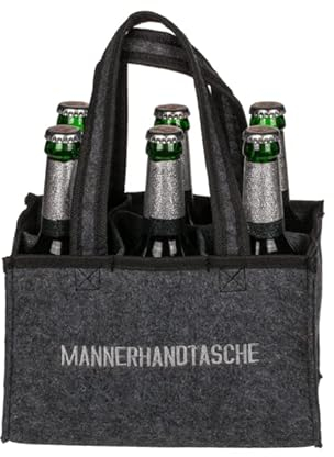Seaside No.64 - Getränketräger Männerhandtasche - Tragetasche aus Filz für 6 Flaschen/Dosen - Mens Bag für die Erfrischung unterwegs - Geschenkartikel Junggesellenabschied