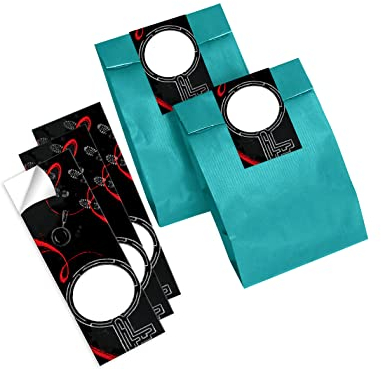 Junapack 12 Geschenktüten (Petrol) + 12 Aufkleber Escape Room für Mitgebsel Gastgeschenk beim Kindergeburtstag Jungen Mädchen
