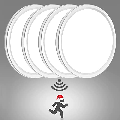 LED Deckenleuchte mit Radar Bewegungsmelder, 18W 5000K Deckenlampe mit Bewegungsmelder Innen, Flach Rund Lampe mit Bewegungsmelder, Ultraslim Wandleuchte Wandlampe für Balkon Keller Flur Garage- 22cm
