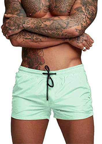 Donason Short de Bain Homme Séchage Rapide Maillot de Bain Homme Short de Plage Pantalon Court de Sport de Course avec Doublure en Maille et Poches Zippées