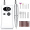Urbuti Ponceuse pour Ongles Professionnelle Electrique, 35000 RPM Portable Rechargeable Lime à Ongle avec 11 Embouts et Affichage LCD, Vitesse Réglable Puissante pour Manucure et Pédicure (Blanc)