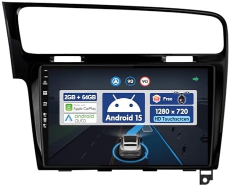 [2G+64G] BXLIYER 10.1 Zoll Autoradio für Golf 7 (2013-2018) GPS Navigation - Wireless CarPlay Android Auto - Rückfahrkamera - Android 15 2 Din - DSP DAB Lenkradsteuerung 4G Bluetooth5.0 Daul-Band WIFI
