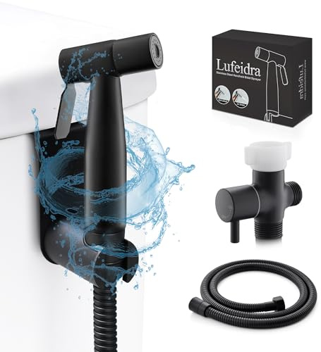 Black Bidet Sprayer for Toilet - Portable Bidets for Existing Bathrooms, Adjustable Water Pressure Jet for Women Wash, LUFEIDRA Stainless Steel Toilet Sprayer Set - Easy to Install