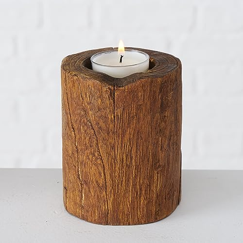 mucHome Unikat Teelichthalter aus Teakholz Höhe 6cm oder 10cm Kerzenhalter Holz Deko Natur (Höhe 10cm)