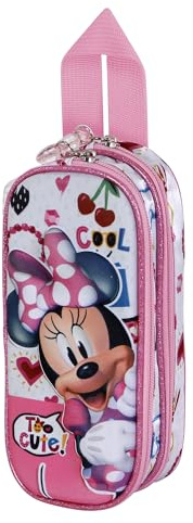 Disney Minnie Maus Too Cute-3D Doppelfedermäppchen, Rosa, 22 x 9,5 cm