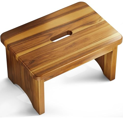 FANATU 9 Wooden Bed Step, Heavy Duty Step Stool for Adults with Handle