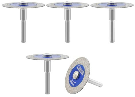 SHDIATOOL Diamond Glass Cutting Disc, 50mm Mini Diamond Saw Blades with 6mm Shank for Tile Ceramic Porcelain Marble Granite Artificial Stone on Drill Machine Pack of 5
