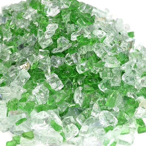 LePe Feuerglas 4,5 kg für Propangas-Feuerstelle und Gaskamin, 1,27 cm reflektierende Feuerstelle, Glassteine für Feuerschale und Feuerstelle, Tisch und Landschaftsbau (grün)