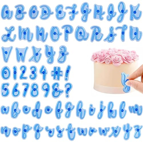 Cortadores de Galletas - Juego de 66 Letras Sellos de Galletas con Números, Símbolos y Letras, Cortadores de Galletas Reutilizables para Pasteles, Artesanías, Molde Galletas Navidad, azul