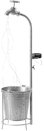 LED Solar Wasserhahn Deko-Leuchte mit Blumentopf, kabellos – solarbetrieben, moderne Solarleuchte für Garten, Balkon, Terrasse