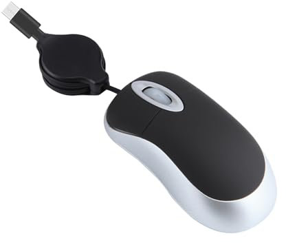 Souris Filaire USB C Rétractable pour Ordinateurs Portables et PC de Bureau - Optique de Voyage
