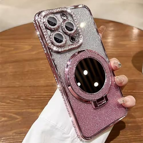 Altartar Glitter Case for iPhone 13 Pro Max Magnetic Mobile Phone Case with Stand, Glitter Mobile Phone Case iPhone 13 Pro Max Transparent Case with Mirror Makeup Protective Case Scratch-Resistant