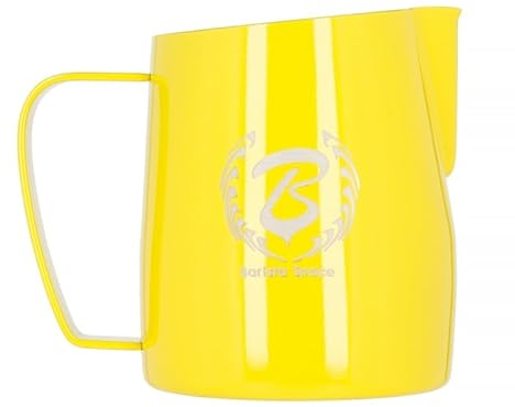 Barista Space Jarra de leche plateada pulida, ideal para latte art con boquilla precisa, ligera y manejable, recomendada por campeones del mundo, color plateado, 450 ml