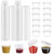 100 PCS Vaso de Plástico para Salsa de 25 ml(1oz), Envases de Plastico con Tapa, Recipiente Redondo de Plástico para Salsa Blanco Transparente, Cajas De Salsa de Plástico para Guardar Snacks, Cremas