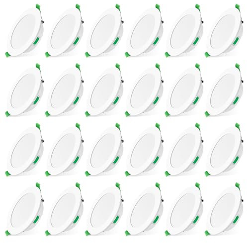 ALUSSO LED Einbaustrahler 230V Ultra Flach 5W 400 Lumen Dimmbar Deckenspots, Warmweiß Neutralweiß Kaltweiß Einstellbar Einbauleuchten, IP44 Deckenstrahler für Badezimmer Küche Wohnzimmer, 24er Set