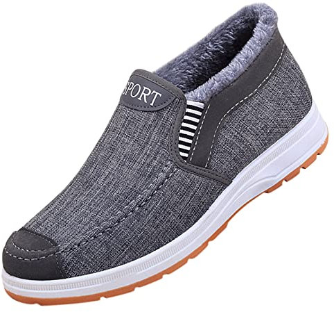 Schuhe Herren Schwarz 42 Mode Winter Herren Schneestiefel Dicke Sohlen rutschfest gestreift warm bequem und lässig Volleyball Schuhe Herren 42 (Grey, 41)