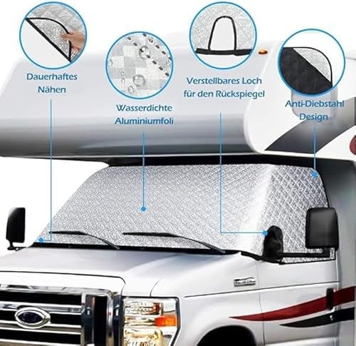 Big Ant Bâche de protection avant, pour camping-car Fiat Ducato, imperméable à la neige et à la pluie, tapis isolant extérieur, pour Fiat Ducato à partir de l'année de construction 2006, housses de