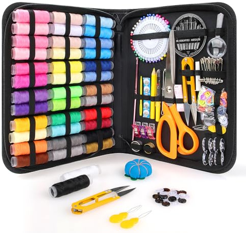 Goeveo Sewing Kit for Adults Beginners, DIY, Home, Travel, Emergency, Repair, Small Sewing Supplies with Case Thread Needle Scissors, Portable 198 Pcs Sewing Accessories Gifts for Mum Grandma Kids