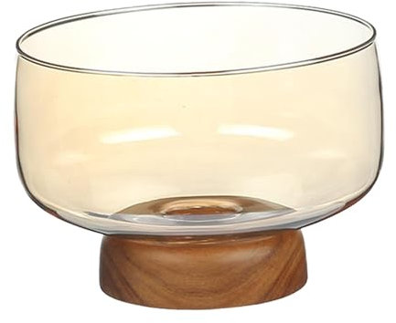 Fenteer Cuenco de Vidrio para Ensalada, frutero de Vidrio, Cuenco Decorativo para postres, para Sala de Estar, Verduras, Aperitivos, Ámbar