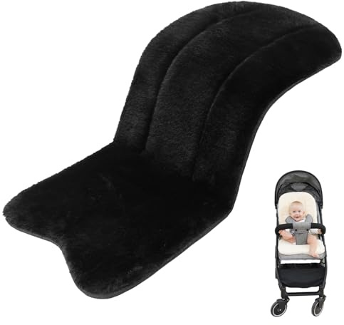 Koomuao Universal Kinderwagen Sitzauflage Winter,Weich Warm Sitzkissen,Baby Sitzeinlage Kinderwagenauflage,Kinderwagen Einlage Weiche für für Kinderwagen, Buggy & Autositze (Schwarz)