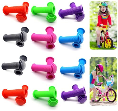 6 Pairs Bike Handlebar Grips Soft Kid's Bicycle Handle Grips Universal Non-slip Scooter Handlebar Bikes Handle Cover Rubber Grips for for Kid Balance Bike MTB Bicycle