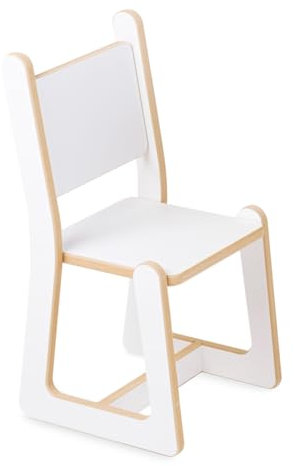 MISIOO Kinderstuhl Holz für Kinder - Kinder Stuhl mit Abgerundeten Kanten - Stabiler und Langlebiger Stuhl Weiß für Kinderzimmer - Maße: 35x35x65 cm, Sitzhöhe 35 cm - Sicher für Kinder