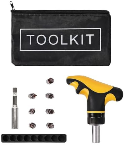 RONGHUAN Snowboard & Ski Bindung Einstellungs Schraubendreher Set, Mini 10 Stück Satz Batch Heads Ratsche mit Tragetasche, Vorwärts/Rückwärts, Perfektes Snowboard Zubehör (1)