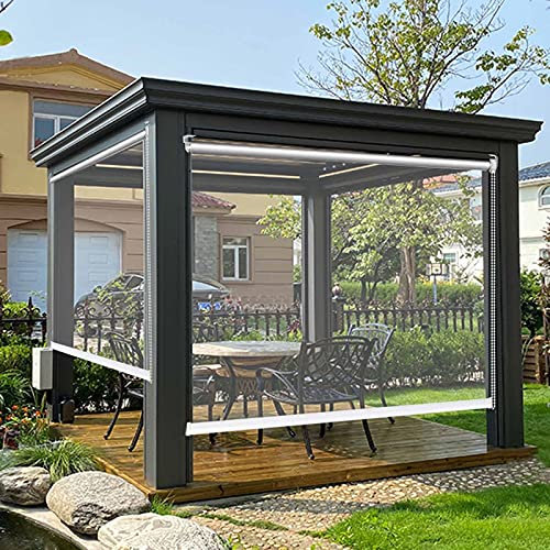 IEOWY Outdoor Pergola Roller Shade Transparent, Large PVC Waterproof Window Blinds for Outside Bath, 95/115/135/155cm Wide (Size : 135×180cm(53×70.8))
