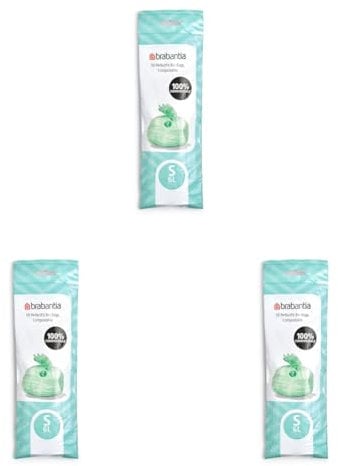 Brabantia Sacs poubelle compostables PerfectFit S, 6 litres [10 sacs par rouleau] (Lot de 3)