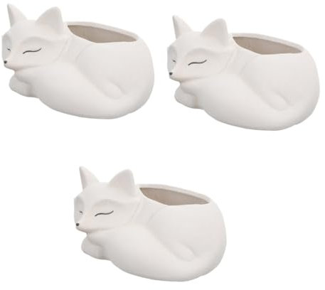 Yardwe 3 Pièces Pot de Fleur de Renard Pots de Plantes avec Drainage Pot pour Petits Animaux Pot de Fleur ceramique Pot de Fleur en céramique Pot de Fleur Interieur Cache-Pot décoratif