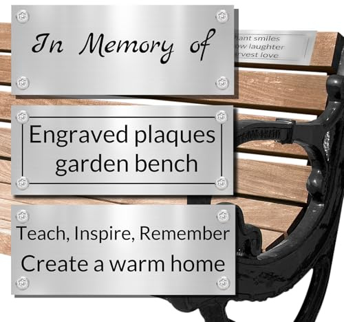 Generic Bench Plaque - Personalised Metal Plaques for Outdoor | Engraved Memorial Plaque for Pet, Human, Name Plates for Doors, 10 x 5 cm / 15 x 6 cm
