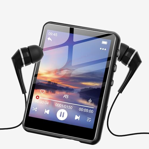 SWOFY 128GB MP3-Player mit Bluetooth 5.3-2,4-Zoll Touchscreen, HiFi-Klang, integrierter Lautsprecher, Aufnahmefunktion, FM-Radio, Kann auf 512 GB erweitert Werden (Grau)