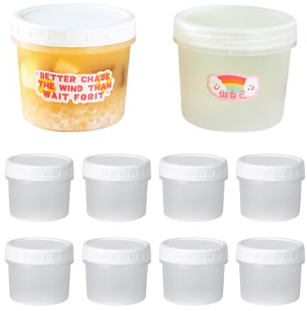 Half Forest 10 Stück Kleine Lebensmittelbehälter Plastikbecher Mit Deckel Wiederverwendbar Und Stapelbar Zur Aufbewahrung Von Obst, Marmelade, Soßen, Joghurt, Eis, Snacks Und Mehr (160ml)