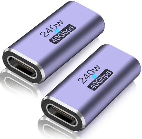 Yisica 2 Pack USB C Female to Female Adapter USB C Adapter with 40 Gbps Data Transfer Type C PD Extender Compatible with ROG Ally, Steam Deck, Switch and More Laptop, Tablet, Phone [Fast Charging]